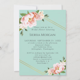 Invitación Ducha verde de novias Rubor Pink Gold Mint