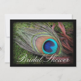 Invitación Ducha verde/negra de la pluma de pavo real