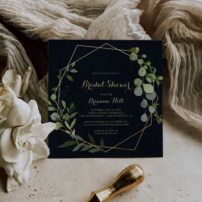 Invitación Ducha verde verde verde geométrica de oro azul (Subido por el creador)