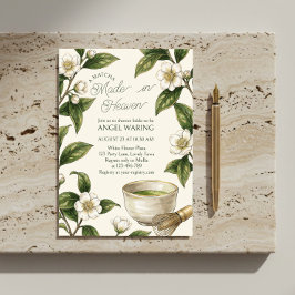Invitación Ducha Vintage Botánico Matcha Hecha en el Cielo