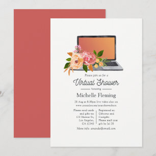 Invitación Ducha Virtual de Baby Shower de Aquarela de Flores