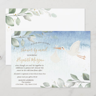 Invitación Ducha Virtual de Baby Shower por Correo de Cigüeña
