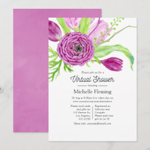Invitación Ducha Virtual de Bebé con Aquarela Floral