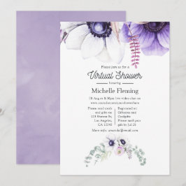 Invitación Ducha Virtual de Bebé con Floral de Acuarela Viole