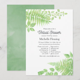 Invitación Ducha Virtual de Bebé con Vegetación en Acuarela