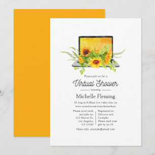 Invitación Ducha Virtual de Bebé de Girasoles de Verano