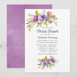 Invitación Ducha Virtual de Bebé Floral Acuarela de Primavera