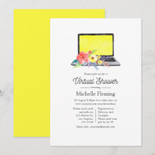 Invitación Ducha Virtual de Bebé Floral de Verano
