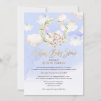 Ducha virtual de color azul floral de conejo de ma