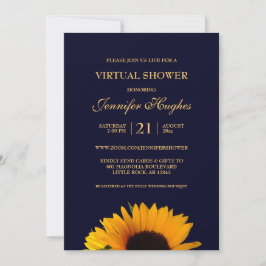 Invitación Ducha Virtual de Girasoles Azul Marino