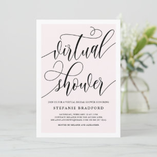 Invitación Ducha virtual de guiones rosados de bonito Ducha