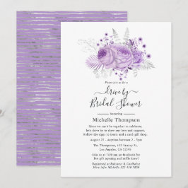 Invitación Ducha Virtual de Lavanda y Floral de Plata