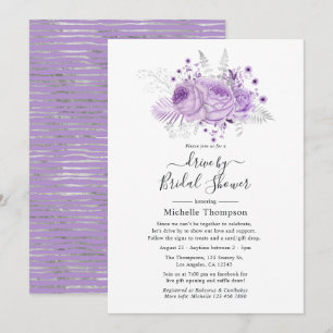 Invitación Ducha Virtual de Lavanda y Floral de Plata