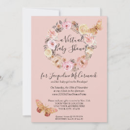 Invitación Ducha virtual de mariposa de mariposa de flor rosa