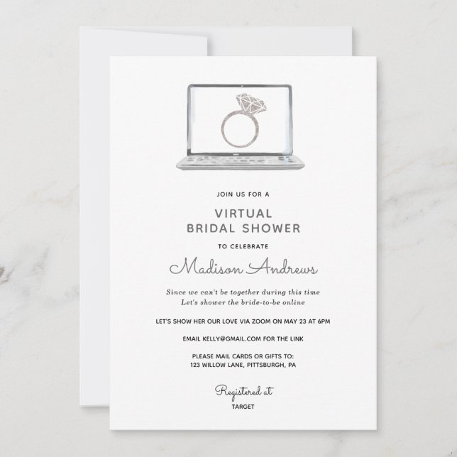 Invitación Ducha virtual de novias (Anverso)