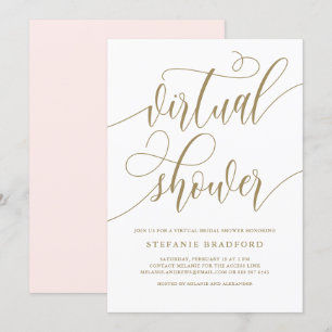 Invitación Ducha virtual de novias con guión de Bonito dorado