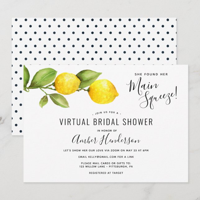 Invitación Ducha virtual de novias sobre la congelación princ (Anverso / Reverso)