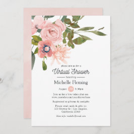 Invitación Ducha virtual de oro rosa y Rosa de Rubor