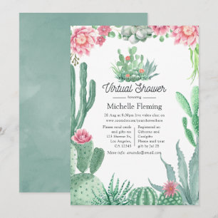 Invitación Ducha Virtual de Suculentas Acuarela