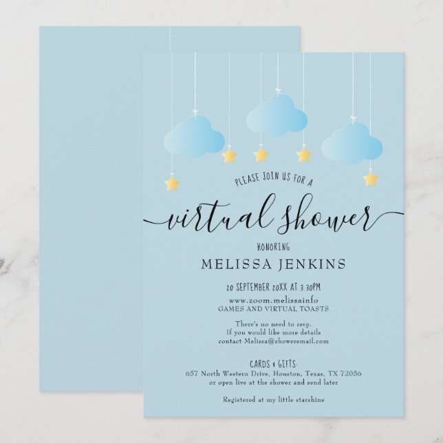 Invitación Ducha Virtual en Línea a Distancia por Correo (Anverso / Reverso)