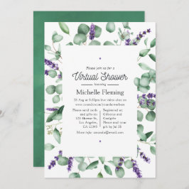 Invitación Ducha virtual Eucalyptus Lavender Greenery