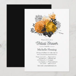 Invitación Ducha virtual floral de Halloween vintage