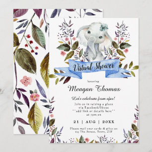 Invitación ducha virtual nuevos planes elefante ducha de bebé