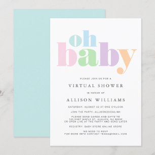Invitación Ducha virtual Oh Baby Pastel Typografía moderna