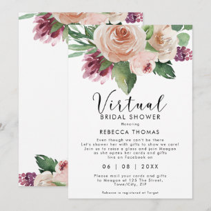Invitación ducha virtual por correo con ducha de novia floral
