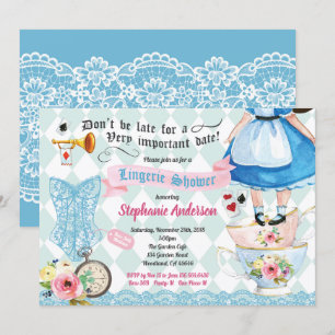 Invitación Ducha Wonderland lingerie ducha novia turquesa