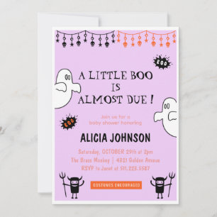Invitación Duchas de bebé de Halloween Little boo