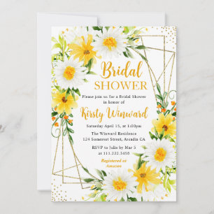 Invitación Duchas de Novia con Margaritas Amarillas y Blancas