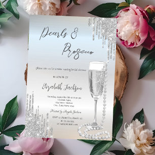 Invitación Duchas de plata Perlas Prosecco Despedida de solte