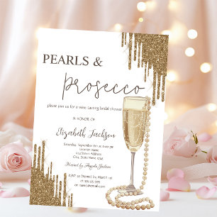Invitación Duchas de purpurina dorada Perlas Desayuno de boda