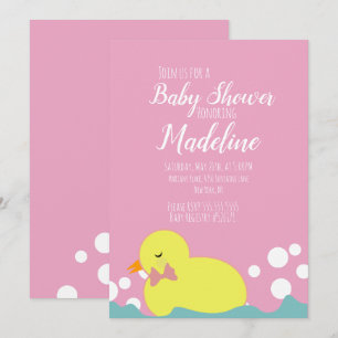 Invitación Duchas Modernas Niña Bebé Amarillo Rosa