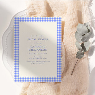Invitación Duche de Baño Nupcial de Cuadros Azul Perwinkle Vi