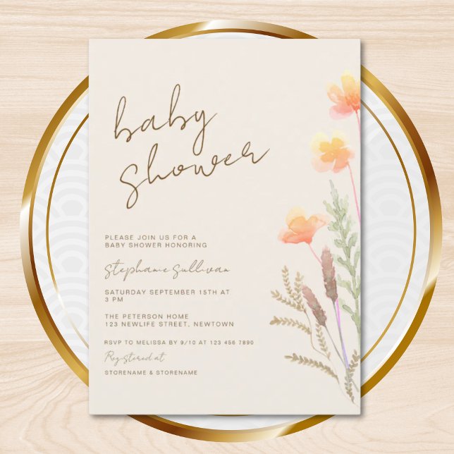 Invitación Duche de bebé Boho con flores silvestres (Subido por el creador)