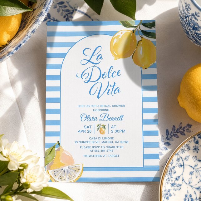 Invitación Duche de Boda con Raya Azul Mediterránea y Limón (Subido por el creador)