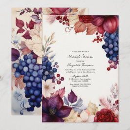 Invitación Duche de Borgoña, Azul Marino y Rosa Desmayado par