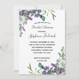 Invitación Duche de Novia con Verde Lavanda y Eucalipto