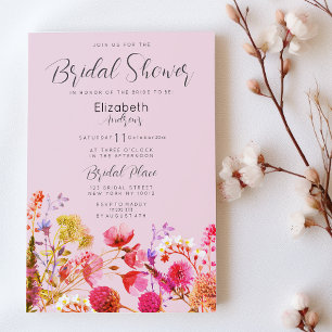 Invitación Duche de Novia Floral Lavanda Naranja Rosa Amarill