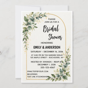 Invitación Duche de Novia Geométrico Moderno con Verde de Euc