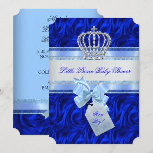 Invitación Duche Principe Baby Shower Niño Azul Real