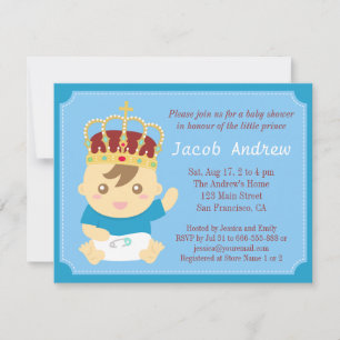 Invitación Duche Principe con Corona Baby Shower