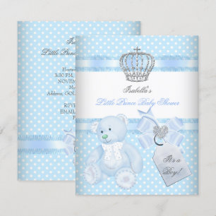 Invitación Duche Príncipe Cumpleaños Niño Oso Lugar Lindo