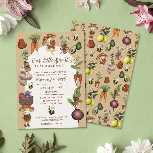 Invitación Duchita de Brote Pequeño Tema de Jardín para Fiest