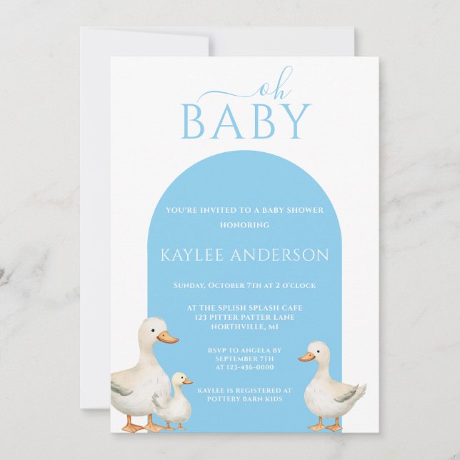 Invitación Duck Baby Shower (Anverso)