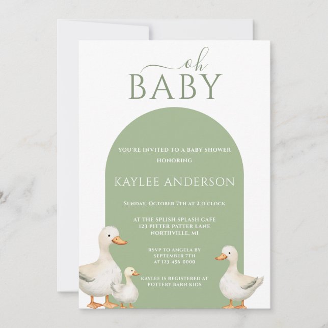 Invitación Duck Baby Shower (Anverso)