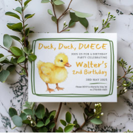 Invitación Duck Duck Deuce Baby Watercolor Cumpleaños