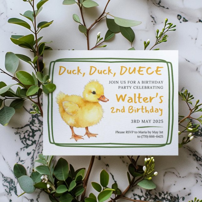 Invitación Duck Duck Deuce Baby Watercolor Cumpleaños (Subido por el creador)